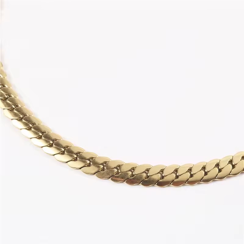 Tarnish Free Jewelry Stainless Steel Necklace Plating 18K Gold Wholesale Flat Snake Chain Simplicity Party Gift Elegant