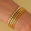 Stainless Steel Women's Micro-Encrusted Zircon Stackable and Versatilet Geometric Round Fully Diamond-Encrusted Bangle Jewelry