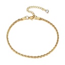 18K Gold Plated Stainless Steel Braided Rope Waterproof Anklet for Women