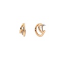 18K Gold Plated Stainless Steel C Shape Double Hoops Daily Earrings for Women