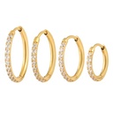 18K Gold Plated Stainless Steel High Polished Classic 5A Zirconia Hoop Earrings for Women