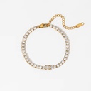 18K Pvd Gold Plated Stainless Steel Cubic Zirconia Classic Tennis Chain Bracelet for Women Jewelry