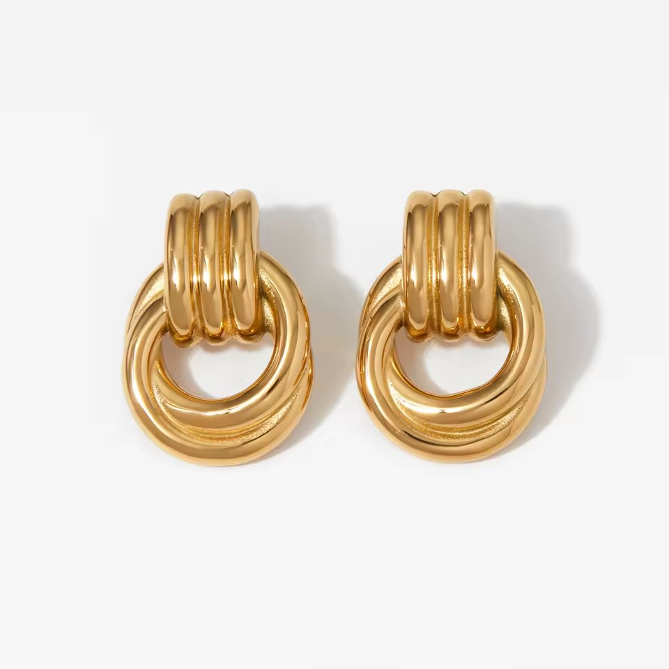 Dainty Stainless Steel Statement Earrings for Women 18k Gold Mixed Color Thread Wrap Simple Stud Earrings