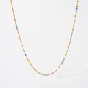 Dainty Rainbow Enamel Bead Thin Chain Necklace 18K Gold Stainless Steel Waterproof Boho Summer Jewelry