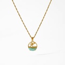 18K Gold Stainless Steel Palm Tree Ocean Wave Pendant Necklaces Natural Larimar Jewelry Gift for Mom Wife Girlfriend