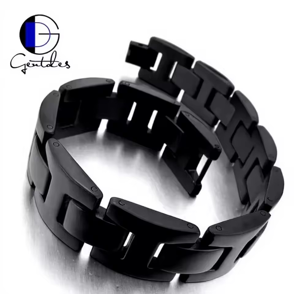Waterproof Watch Chain Bracelet Black Watch Strap Bangles Stainless Steel Watchband Link Chain Bracelet