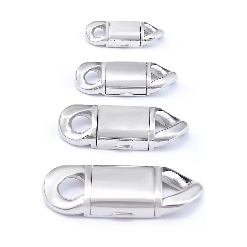 Jewelry Findings Gold Color 316 Stainless Steel Cuban Chain Buckle Clasp for Hip Hop Bracelets Necklaces