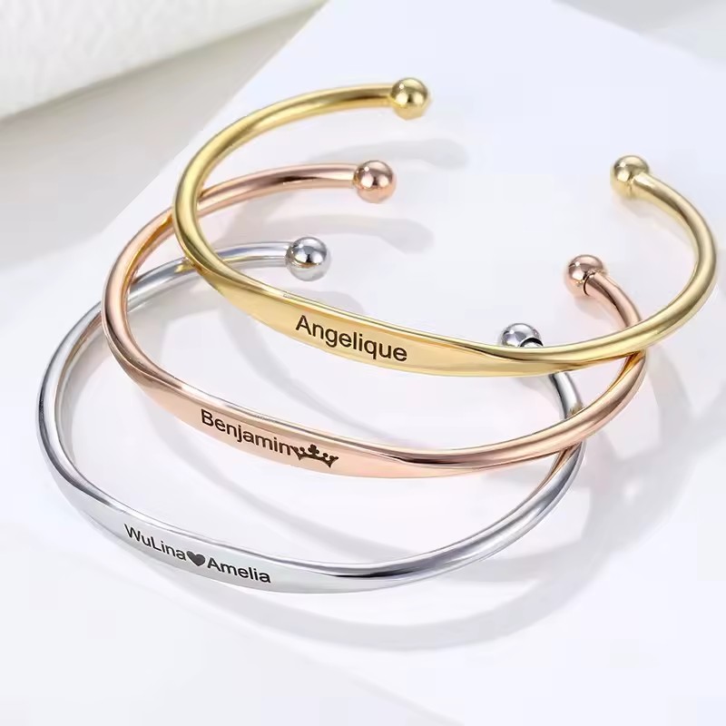 Inspirational Jewelry Plain Metal Open Men Silver Blank Stainless Steel Bangle Custom Engraved Women Cuff Bracelet