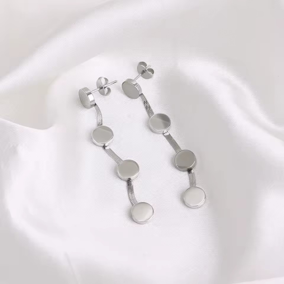 New Arrival Flat Snake Chain Dangle Drop Earring Waterproof Stainless Steel Minimalist Stud Earring