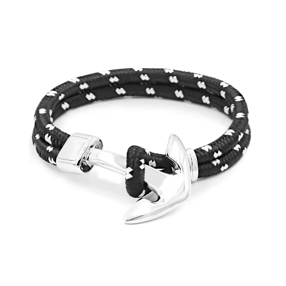 Braided Jewelry Stainless Steel Anchor Design Double Layered Hook Rope Bracelet