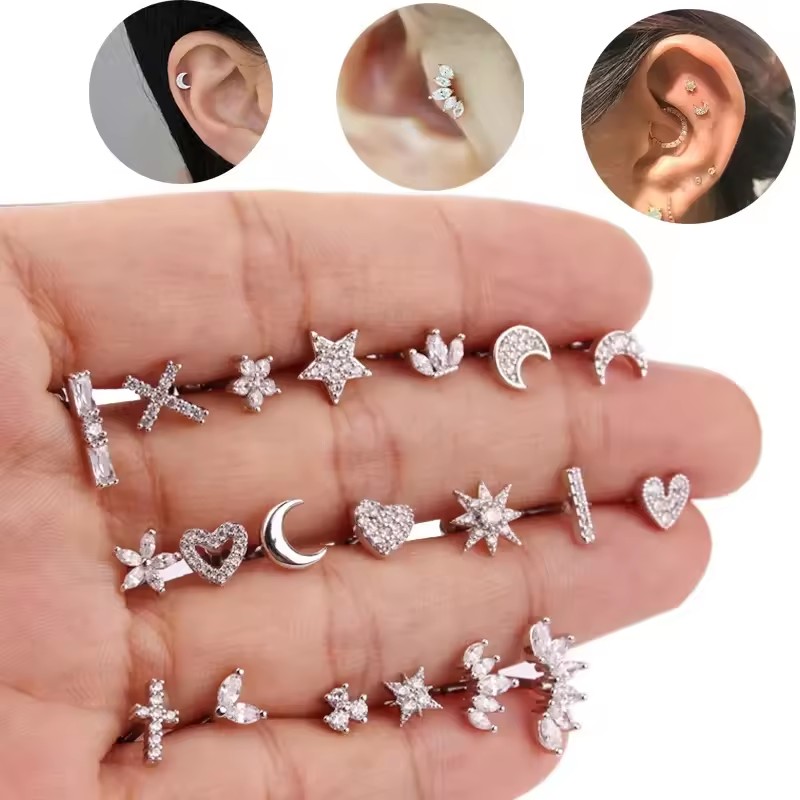 Ready to Ship Stainless Steel Silver Jewelry Crusher Piercings Cartilage Earrings