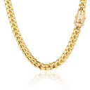 Custom Miami Stainless Steel Gold Plated Cubic Zircon Cuban Link Chain Necklace