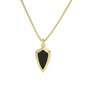 Men New Design Shield Jewelry Stainless Steel Natural Agate Stone Onyx High Quality Pendant Link Chain Necklace