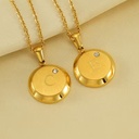 European American Face 26 English Letters Inlaid Diamond Stainless Steel Necklace Female Party Simple Fashion Pendant Jewelry
