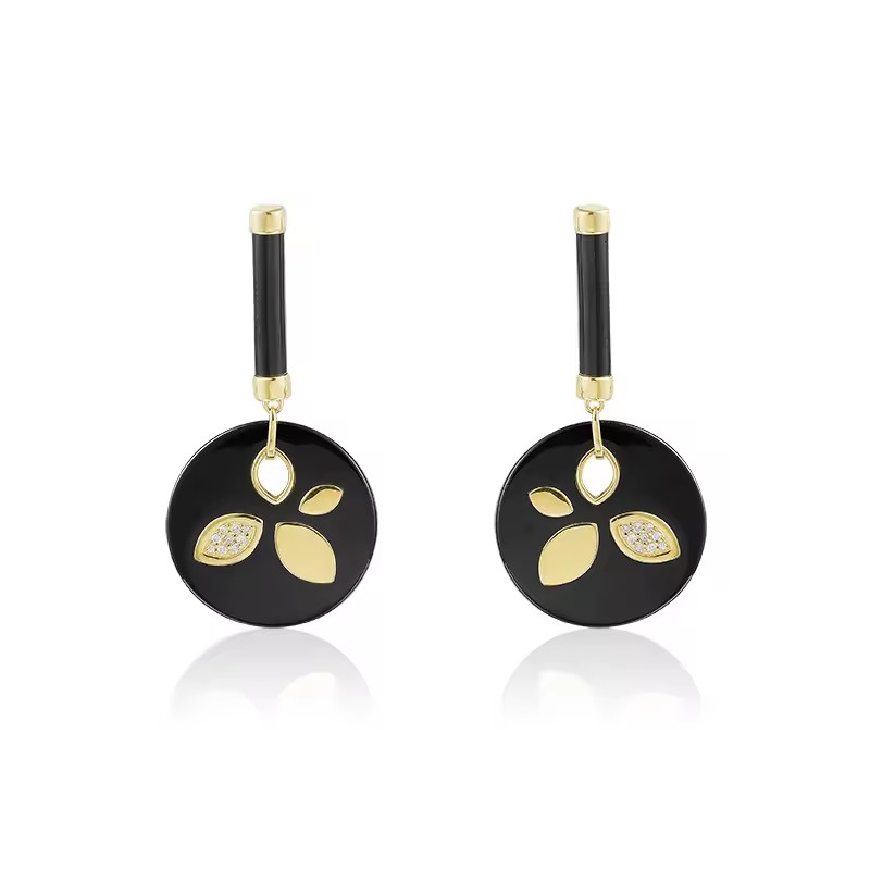 Classic Design Vintage Black Ceramic Jewelry 925 Sterling Silver Drop Earring for Ladies