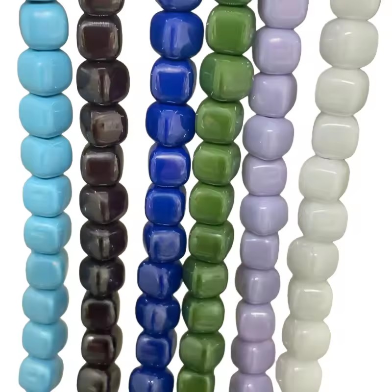 Wholesale Price Various Colors 6mm Square Ceramic for DIY Bracelet Necklace Women Gift