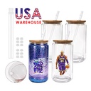 Warehouse RTS 25 Pack Snow Globe Tumbler 16oz Sublimation Snow Globe Glass Tumbler with Pre Drilled Hole