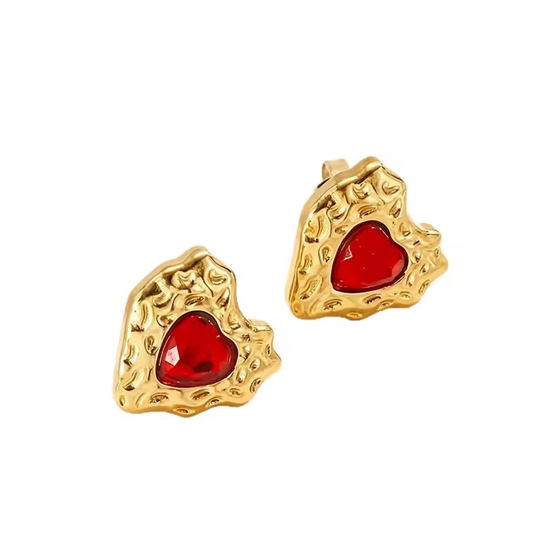 Stainless Steel Heart Stud Earrings Minimalist Sweet Heart Earrings For Women