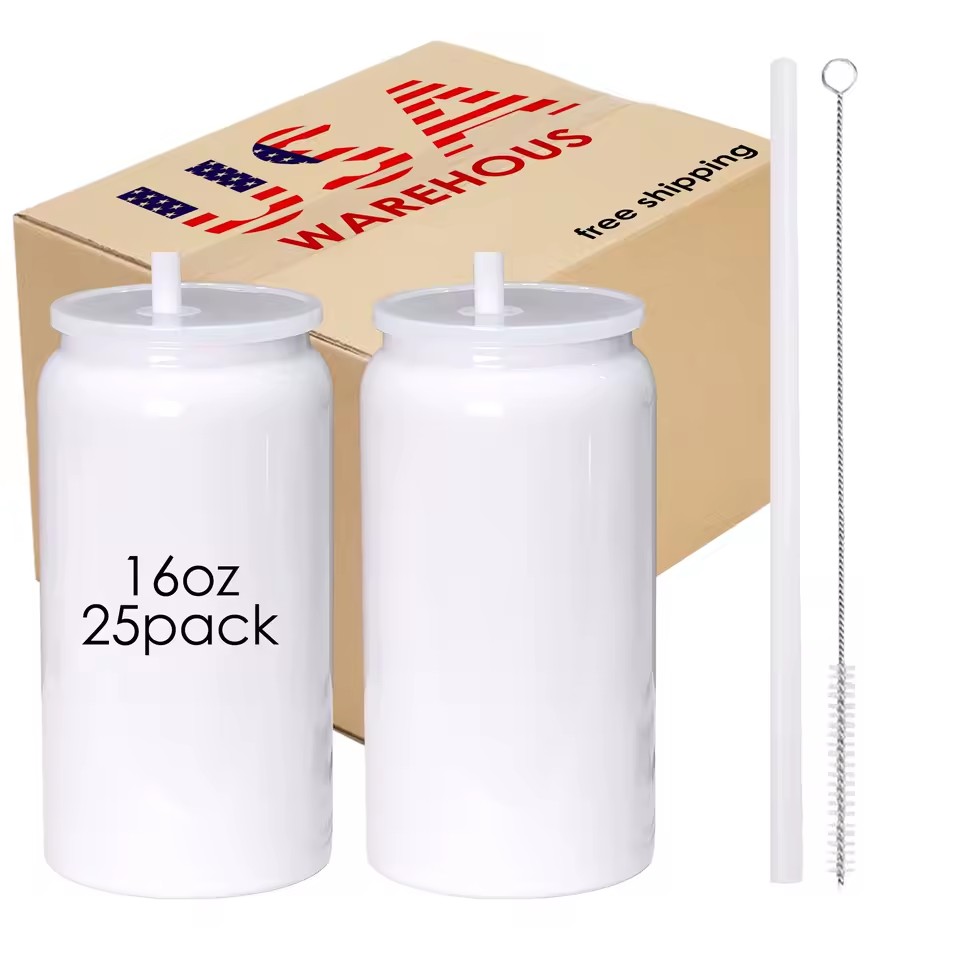 Wholesale 16oz Powder Coated Ceramic Cups Double Walled Vacuum Stainless Steel Can Coolers for Cola Beer Sublimation Tumbler for