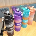1000ml Large Capacity Gradient Frosted PC Water Bottle Straw Anti-corrosion Eco-friendly Portable Handle Outdoor Sports Camping