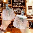 Hot Selling Modern 400ml Glass Coffee Mug with Lid and Spoon Leak-Proof Portable Factory Wholesale
