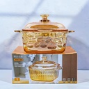 Heat Resistant Eco-Friendly Amber Glass Soup Bowl Lid Modern Borosilicate Kitchen Tableware Double Handle Crystal Salad Bowl Set