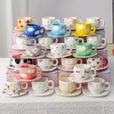 Beautiful Porcelain Coffee Cup Saucer Set Commercial Gift Irregular Shape Cross-Border Breakfast Underglaze Color Hand-Painted