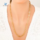 SUMMLY 18K Gold Plated Stainless Steel Paperclip Chain Necklace Minimalist Long Chunky Women Daily Wear Jewelry Gift