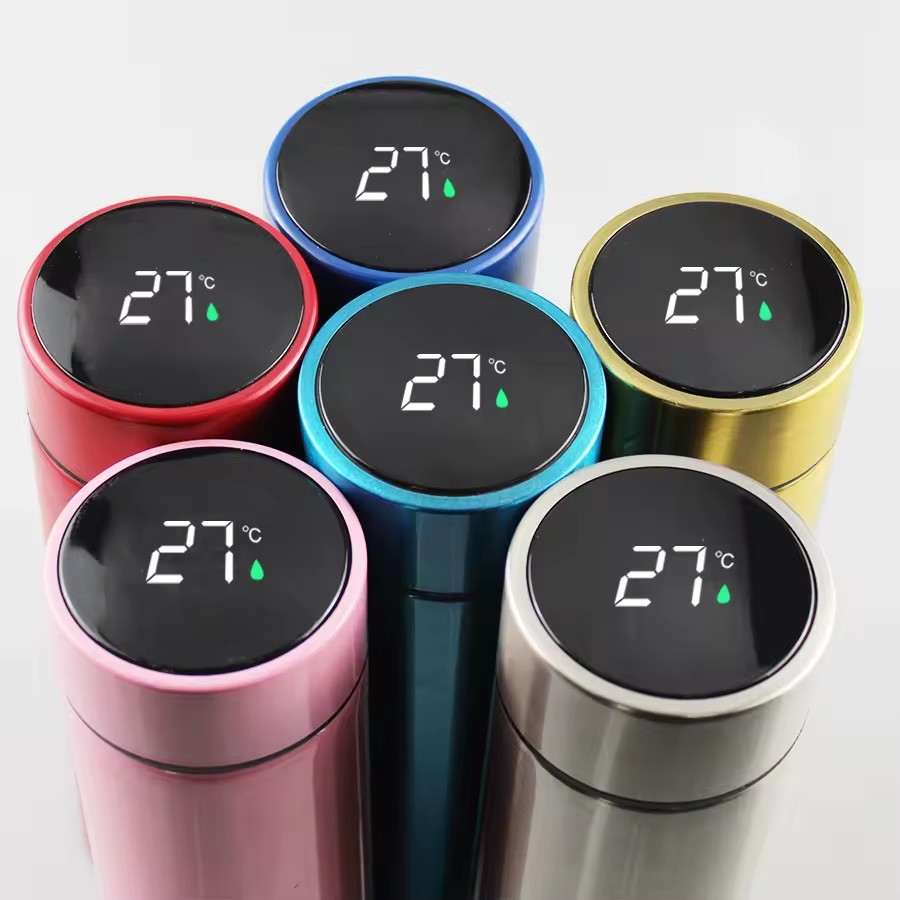 Custom 500Ml Thermos Vacuum Flasks Sports Insulated Stainless Steel Drinkware Double Wall Water Bottle With Temperature Display