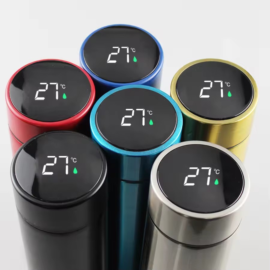 Custom Thermal Water Bottle Sports Vacuum Flask Travel Drinkware 500Ml Stainless Steel Gym Tumblers Insulated Smart Water Bottle