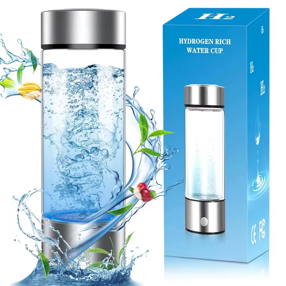 Custom Logo 420ml Hydrogen Water Bottle Generator SPE PEM Technology 700-1600Ppb Portable Hydrogen Water Bottle with Canula