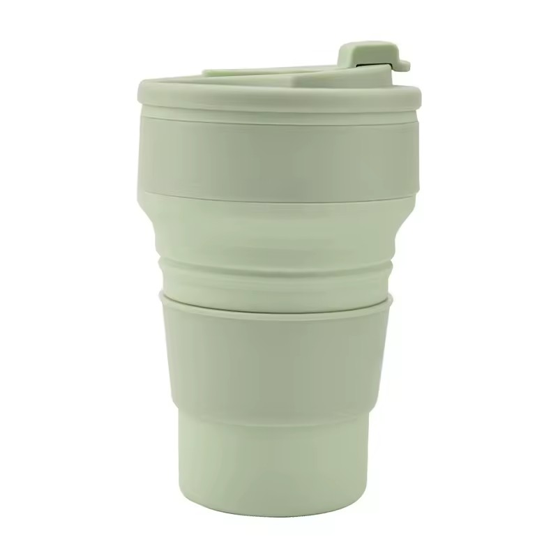 Collapsible Travel Cup Leak Proof Reusable to Go Pocket Size Silicone Bottle for Hot and Cold Drinks