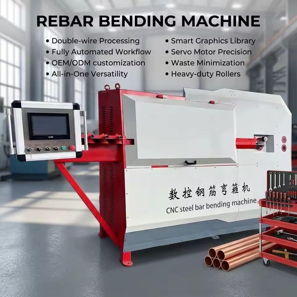 CNC Rebar Bending Machine, Fully Automatic Straightening and Bending Machine for Hoop and Stab Bars Rebar Sleeve Bending Machine