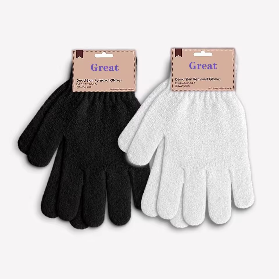 Wholesale Nylon Five Fingers Mitt Massage Dead Skin Remover Body Exfoliating Gloves Body Scrubber Shower Exfoliating Bath Gloves