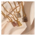 Newest Cute Rope Chain Zircon Bear Necklace Stainless Steel Gold Plated Pendant Necklace for Women Jewelry Set