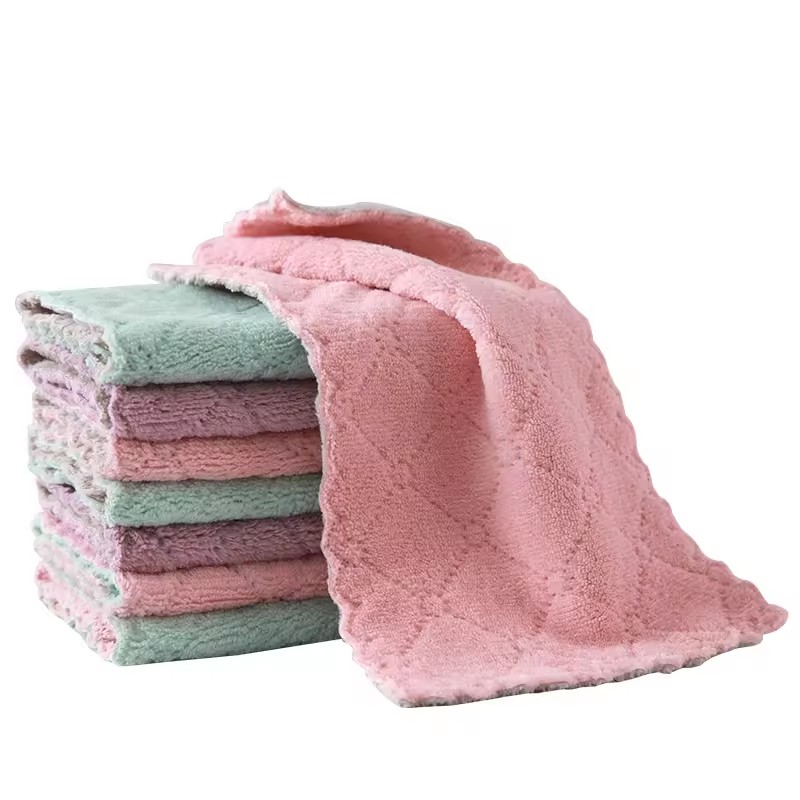 Cheap Microfiber Absorbent Kitchen Dish Cloth Towel Non-stick Oil Washing Cloth Rag Household Tableware Cleaning Wiping Tools