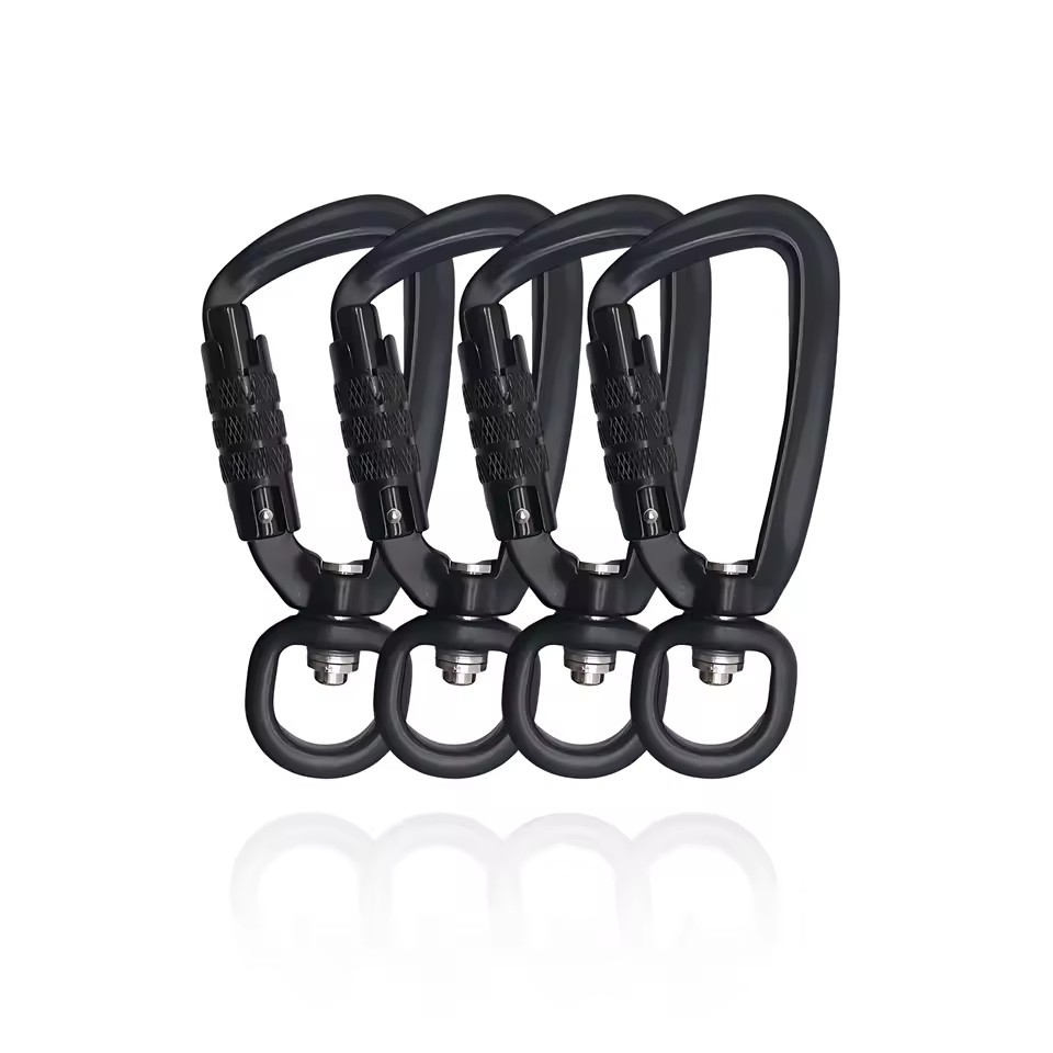 Custom Dog Leash Hook 7075 Aluminum Auto Self Locking Swivel Rotating Carabiner 4 Kn