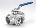 304SS 3-Way Ball Valve 3/4 Inch T Type Manual Female Threaded Stainless Steel Ball Water Media Factory Direct Shipment