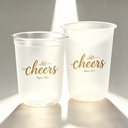 Multi-Color Custom Your Luxury Frosted Wedding Cups Hand Applied Uv 3d Logo Personalized Design Plastic Cup with Napkin