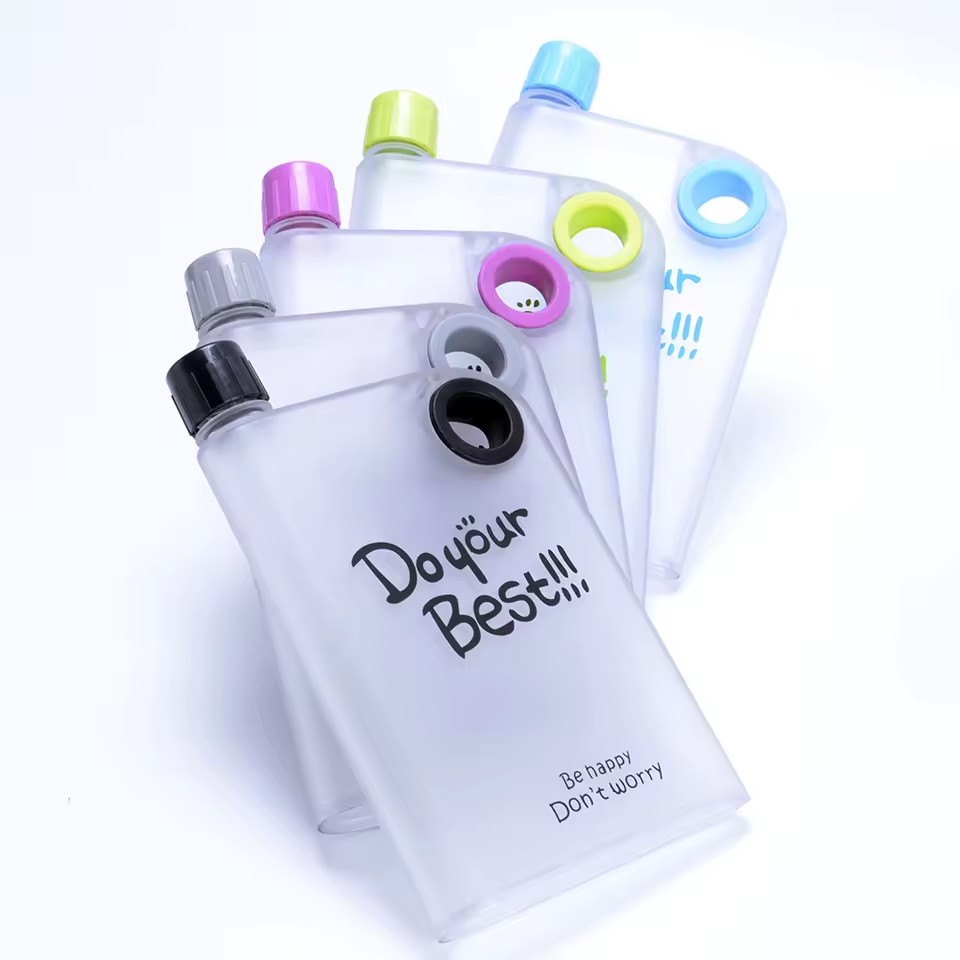 380ml A5 A6 Flat Notebook Drink Bottle Plastic Portable BPA Free for Sports