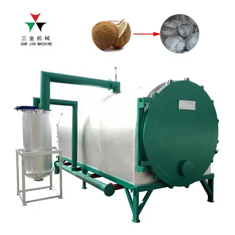 SanJin Coconut Shell Husk Carbonization Furnace Make Charcoal Kiln Machine Making Charcoal