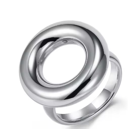 Fashion Exaggerated Style Big Steel Silver Round Ring Stainless Steel 316L High Quality Non-fading Women's Jewelry Ring