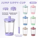 2026 New 500ml 850ml Tritan Straw Cup with Sippy Lid Large Hole Suction Pearl Milk Tea Portable Bouncing BOBA Water Cup