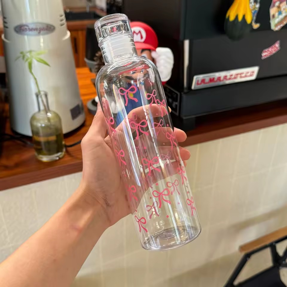 Wholesale 500ML Bow-shaped Disposable Cups Heat-resistant Plastic Cups High-appearance-level Graduated Water Cups