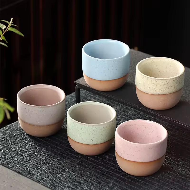 Wholesale of 120ml Coarse Pottery Japanese-Style Tea Cups Creative Single Cups Retro Kiln-Changed Cups