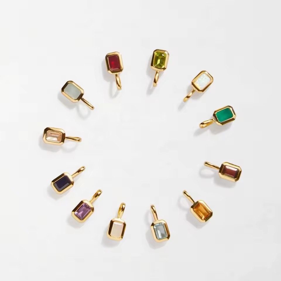 12 Birthstone Zircons Classic Charm Pendant 18K PVD Gold Plating Gift Women's Necklace Chain 100% Stainless Steel