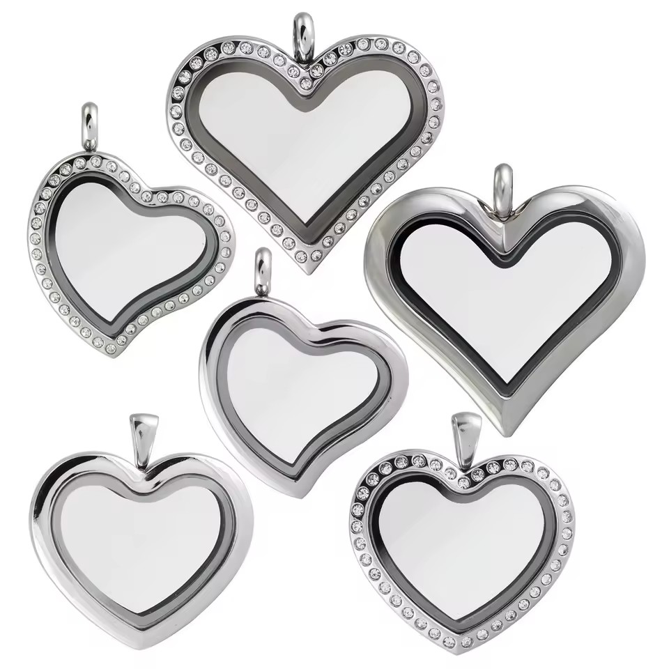 Mirror Polish Stainless Steel Photo Locket Necklace Quality Screw Gem Custom Engraving Pendant Fashion Pendants Charms