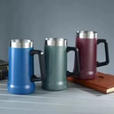 24oz Double Wall Vacuum Insulation Beer Mug with Hand Grip Beer Stein, Stainless Steel Beer Cup with Handle