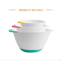 3pcs Plastic Mixing Bowl Set/ Salad Bowls With Soft Handles Easy Pour Spout and Non-Skid Bottom