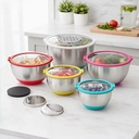 Factory Customize Salad Mixing Bowl With Grater Stainless Steel Mixing Bowls Set With Transparent Lid